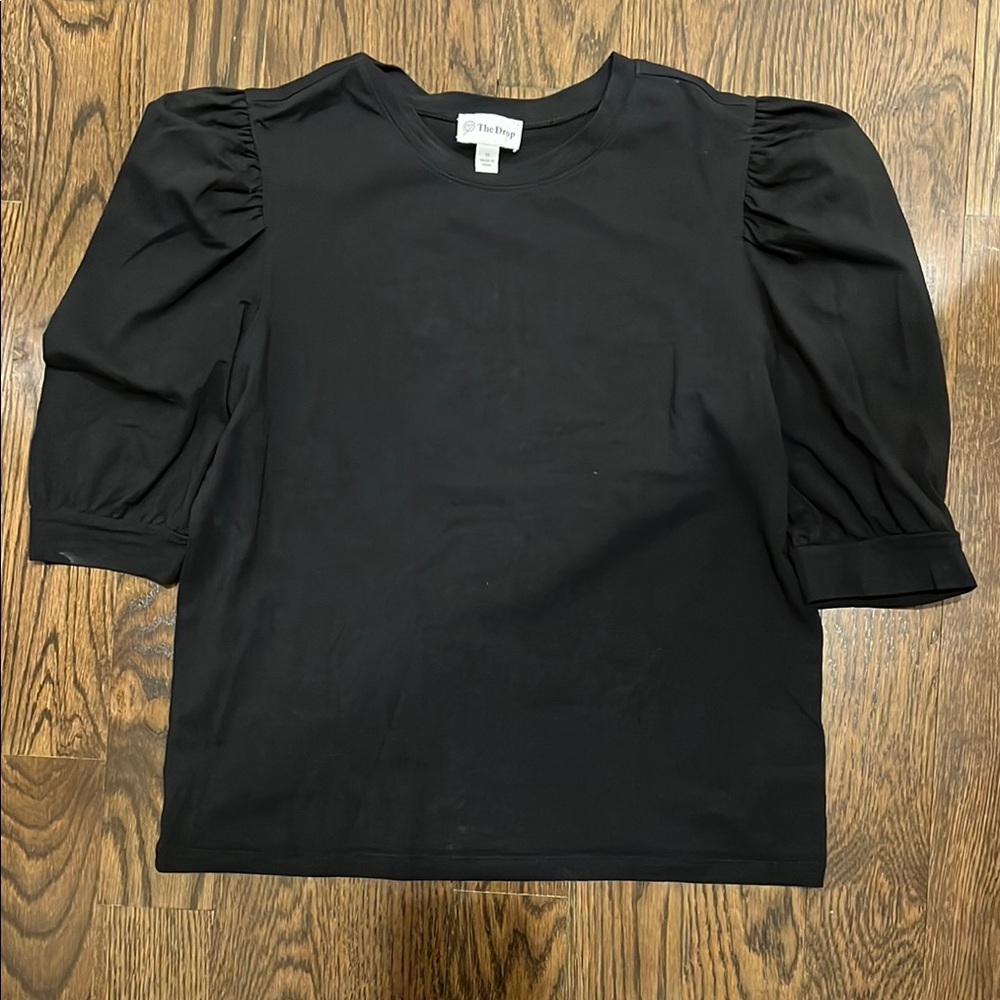 The Drop- Women's Black Puff Sleeve Top